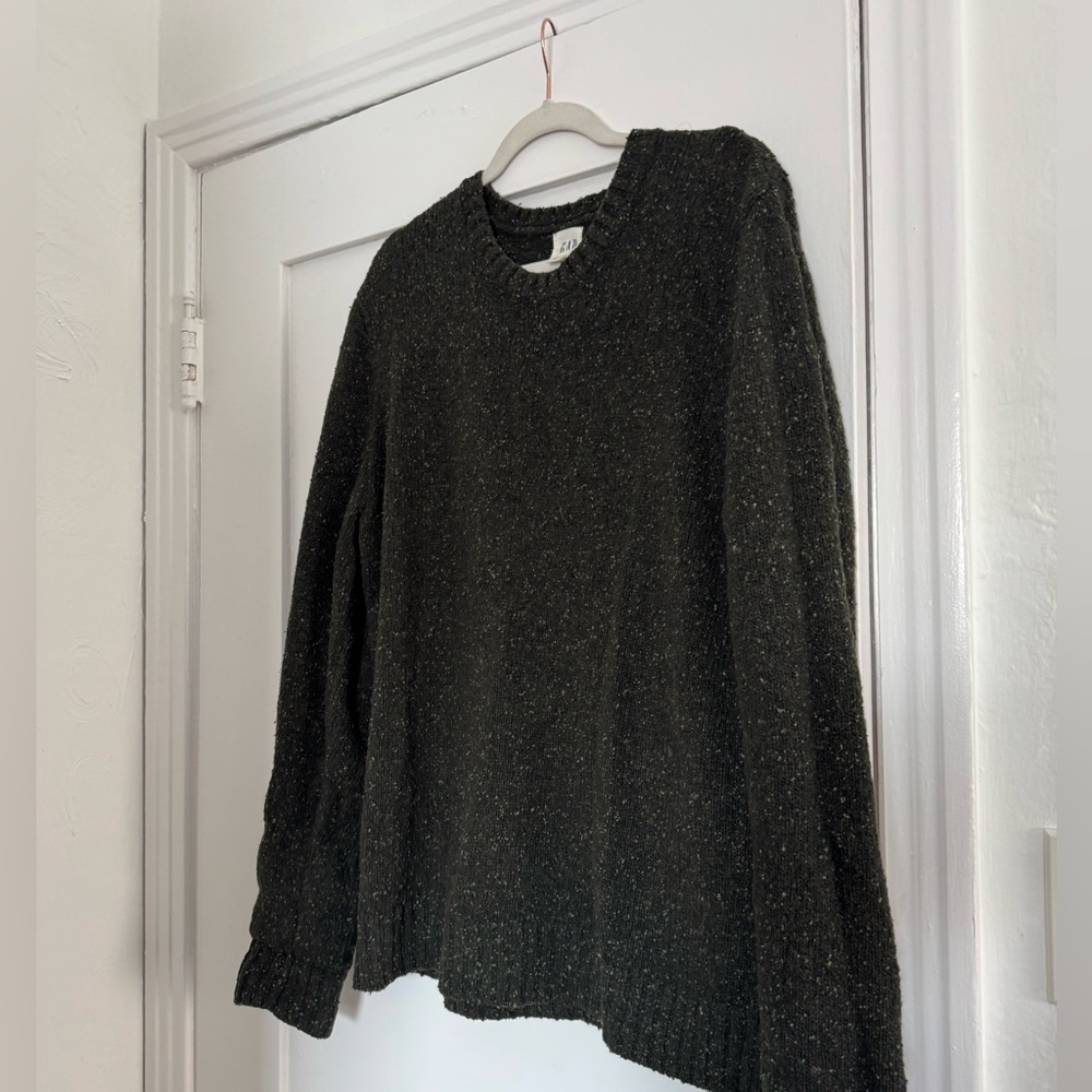 Green Oversized Boucle Crewneck Sweater